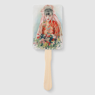 Bride in Red at Chinese Wedding in Shanghai Hand Fan