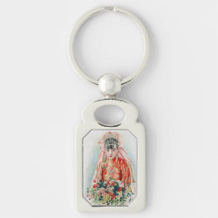 Bride in Red at Chinese Wedding in Shanghai Key Ring