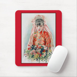 Bride in Red at Chinese Wedding in Shanghai Mouse Mat