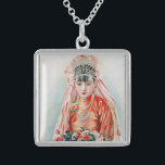 Bride in Red at Chinese Wedding in Shanghai Sterling Silver Necklace<br><div class="desc">The air crackled with the joyous anticipation of a wedding day. The young woman, Xiaohua, stood bathed in the warm glow of the room, a vision of youthful elegance. Her face, flawless with a touch of light makeup that emphasised her youthful features, was framed by a cascade of black hair...</div>