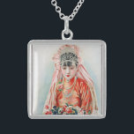 Bride in Red at Chinese Wedding in Shanghai Sterling Silver Necklace<br><div class="desc">The air crackled with the joyous anticipation of a wedding day. The young woman, Xiaohua, stood bathed in the warm glow of the room, a vision of youthful elegance. Her face, flawless with a touch of light makeup that emphasised her youthful features, was framed by a cascade of black hair...</div>