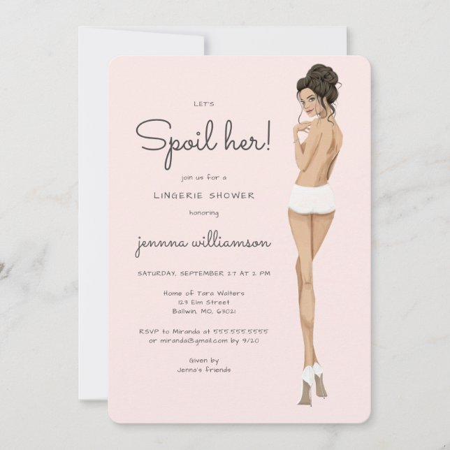 Bride in Underwear Lace Lingerie Bridal Shower Invitation (Front)