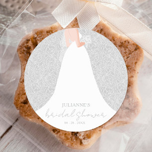 Bride in Wedding Dress Grey Bridal Shower Classic Round Sticker