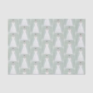 Bride in wedding dress tissue paper