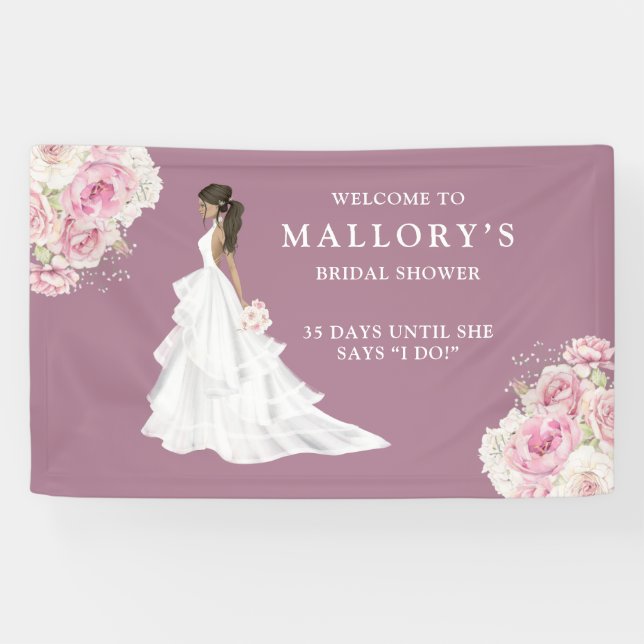 Bride in Wedding Gown Bridal Shower Welcome Banner (Horizontal)