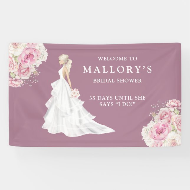 Bride in Wedding Gown Bridal Shower Welcome Banner (Horizontal)