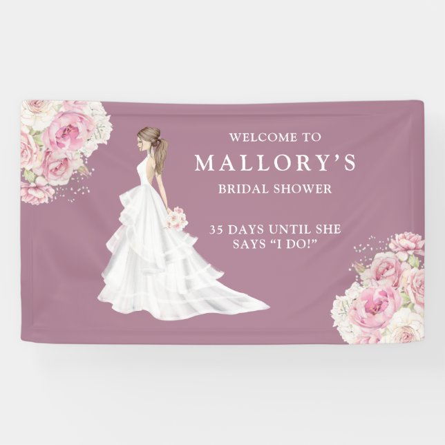 Bride in Wedding Gown Bridal Shower Welcome Banner (Horizontal)