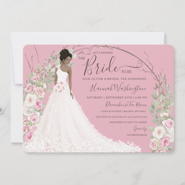 Bride in White Dress Bridal Tea Shower Invitation (Front)