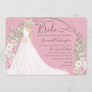 Bride in White Dress Bridal Tea Shower Invitation