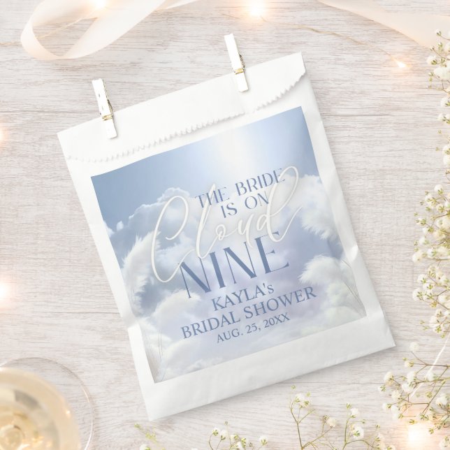 Bride is On Cloud Nine 9 Pampas Bridal Shower Favour Bags (Clipped)
