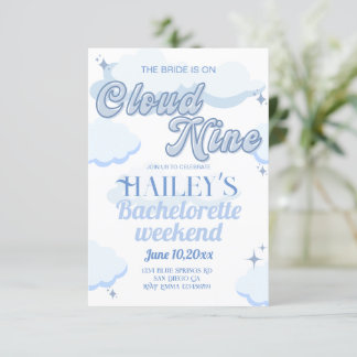 Bride is on cloud nine bachelorette invitation