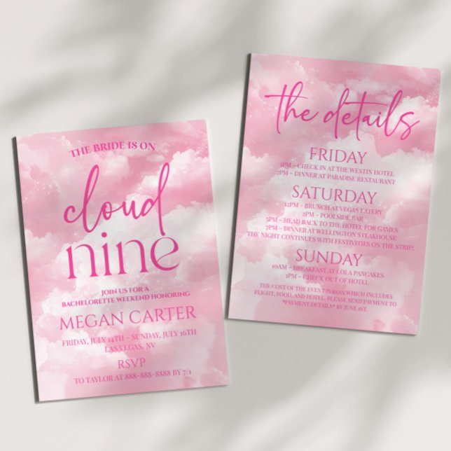 Bride Is On Cloud Nine Bachelorette Weekend Party Invitation (Creator Uploaded)