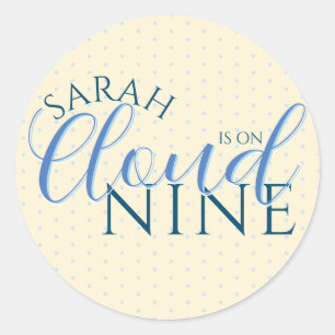 Bride is on Cloud Nine Blue Bridal Shower  Classic Round Sticker