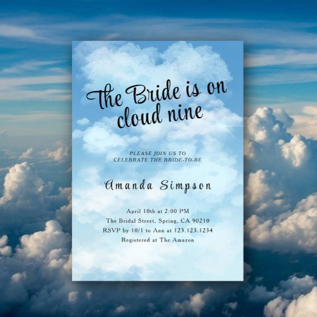 Bride Is On Cloud Nine Bridal Shower Invitation (Creator Uploaded)