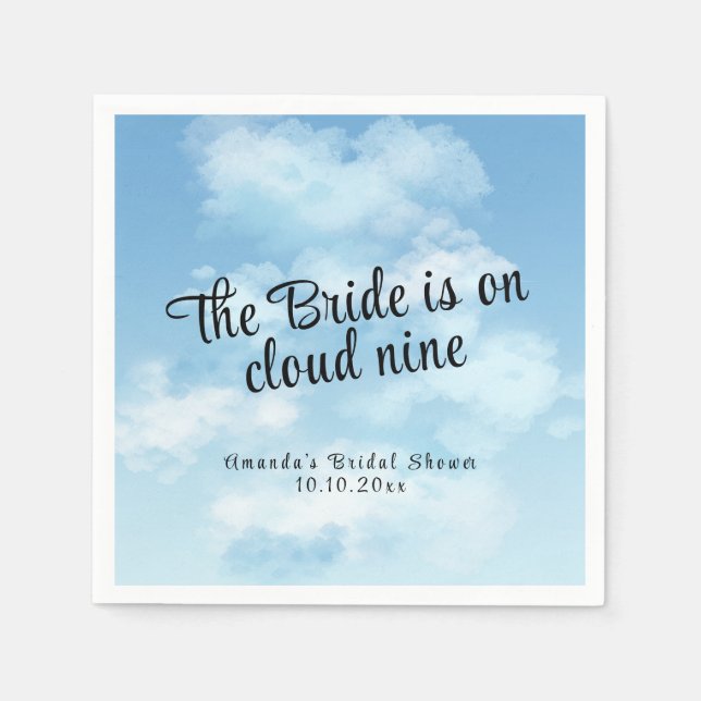 Bride Is On Cloud Nine Bridal Shower Napkin (Front)