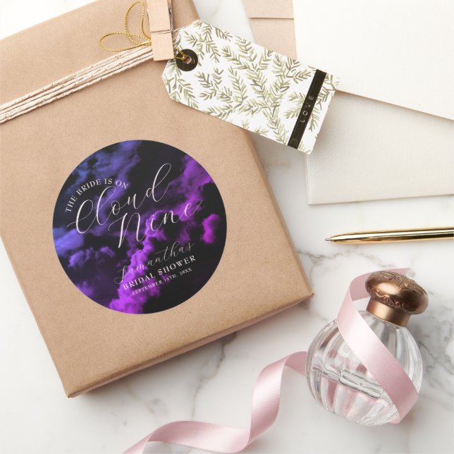 Bride is on Cloud Nine Pink Blue Bridal Shower Classic Round Sticker (Gifting)