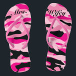 Bride Jane GI Military Camouflage Pink Party Flip Flops<br><div class="desc">Have fun at our next party and be sure to wear your GI Jane flip flops! In the example you can see how you can personalise them how you like, perfect for the new bride, add your party soldier's name or just leave blank. Look for matching tote bag and complete...</div>