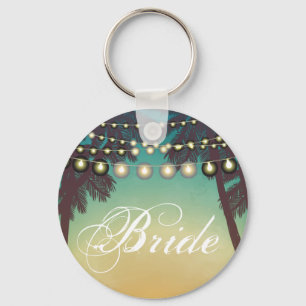 Bride Key Chain Beach Sunset Palm Trees String Lig