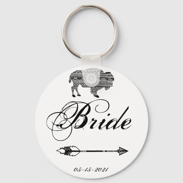 Bride Key Chain Boho Buffalo Tribal Pattern Bohemi (Front)
