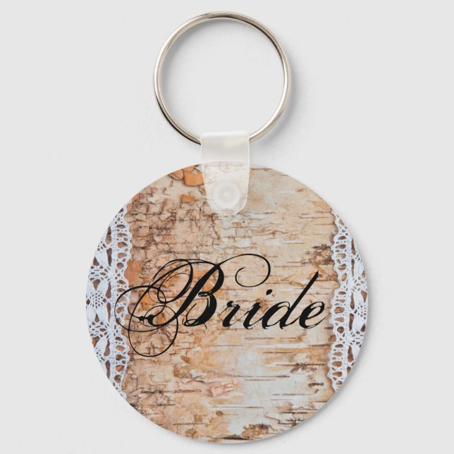 Bride Key Chain country barn wood lace trim Edge (Front)