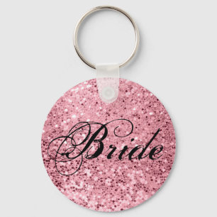 Bride Key Chain Geometric Garden Rose Gold Glitter