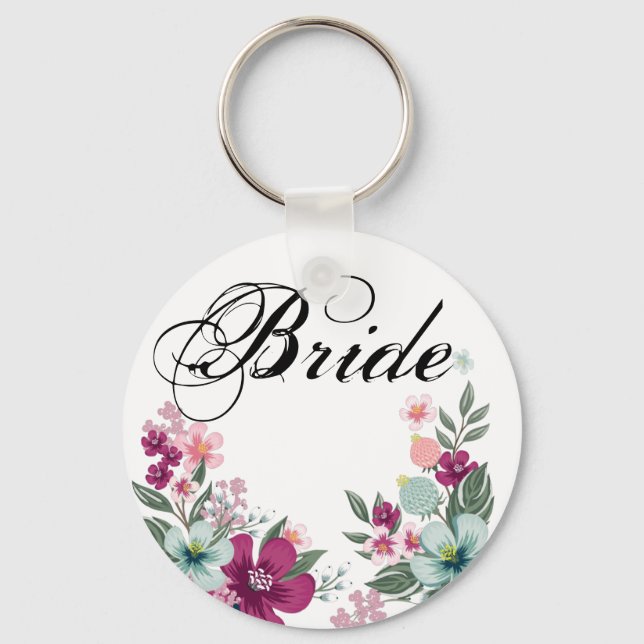 Bride Key Chain Tropical Flower on White (Front)