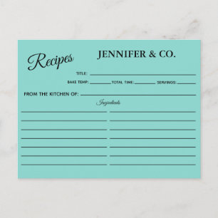 BRIDE Kitchen Bridal Shower Party Recipe Card