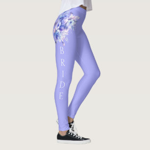 Bride lavender violet floral Leggings
