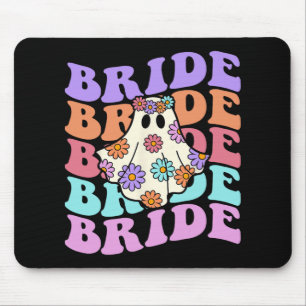 Bride Let's Go Ghouls Floral Ghost Halloween Party Mouse Mat