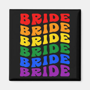 Bride Lgbt Groovy Rainbow Flag Bachelorette Party Magnet