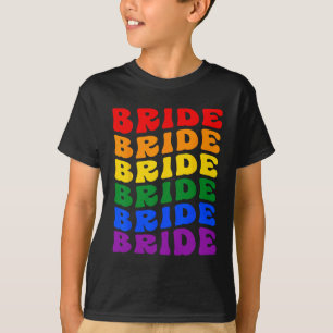 Bride Lgbt Groovy Rainbow Flag Bachelorette Party T-Shirt