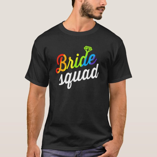 Bride Lgbt Rainbow Flag Lesbian Bachelorette Party T-Shirt (Front)