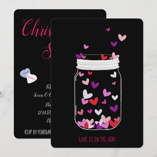 BRIDE Love Is In The Air Candy Hearts Party Shower Invitation (Front/Back)
