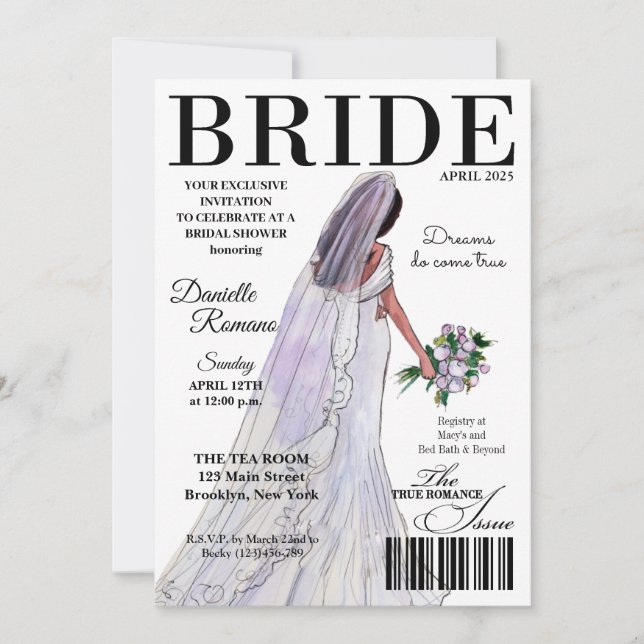 Bride Magazine Modern Bridal Shower Invitations (Front)