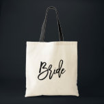 Bride Modern Brush Script Tote Bag<br><div class="desc">Modern Trendy Brush Script Bride Tote Bag - Black Handle</div>