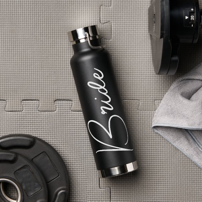Bride Modern Script Wedding  Water Bottle (Gym)