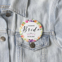 Bride Modern Typography 2 Colourful Flowers Wreath