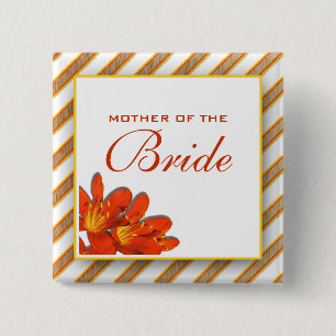 Bride mother bridal wedding orange yellow 15 cm square badge