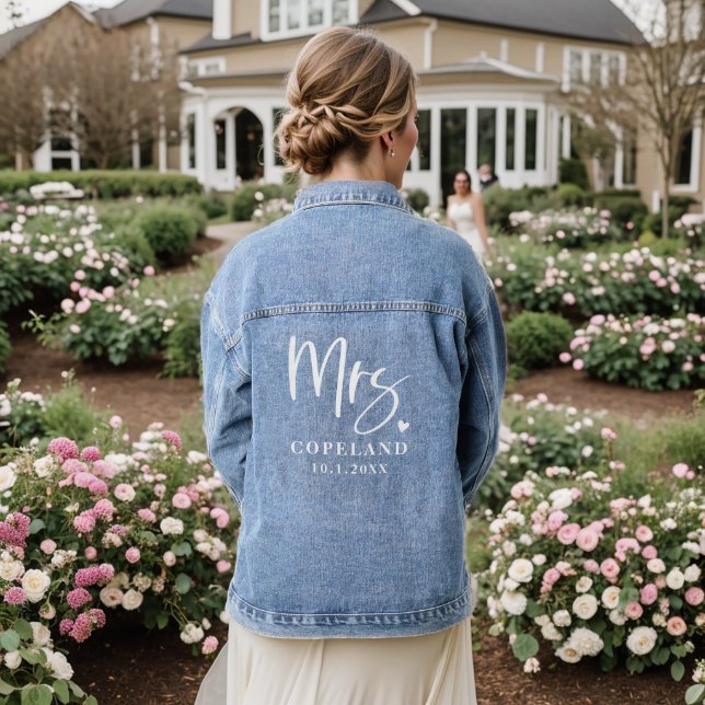 Bride Mrs Wedding Heart Denim Jacket (Wedding Back)