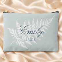 Bride Name Dusty Blue White Fern Large