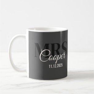Bride Name With Wedding Date Black Colour Text Cof Coffee Mug