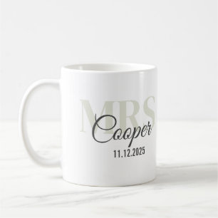 Bride Name With Wedding Date White Colour Text Cof Coffee Mug
