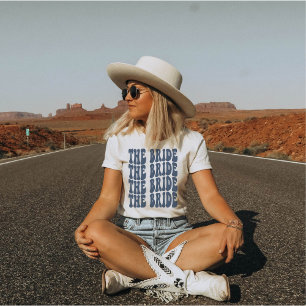 Bride Navy Blue Customised Matching Bridal Party T-Shirt