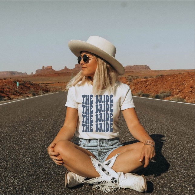 Bride Navy Blue Customised Matching Bridal Party T-Shirt (Creator Uploaded)