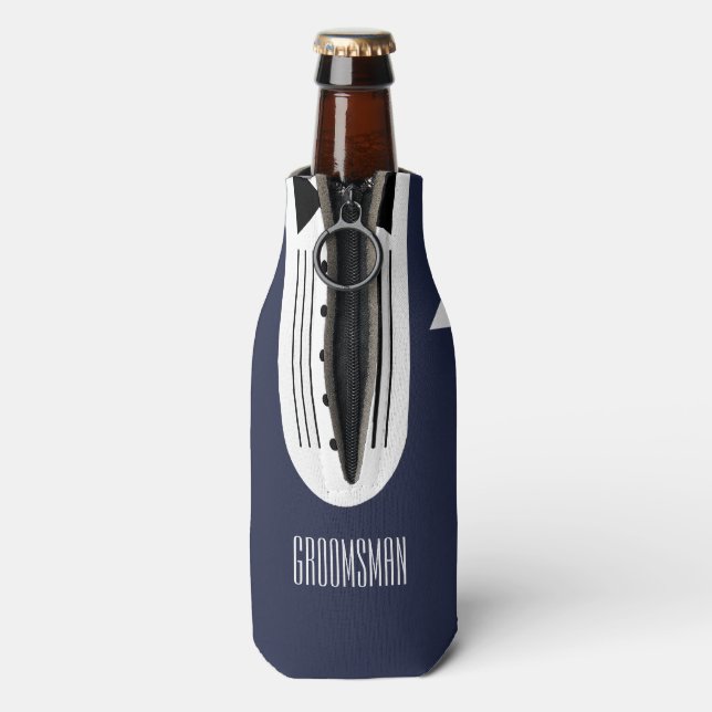 BRIDE Navy Blue Wedding Bridal Party Groomsman Bottle Cooler (Bottle Back)