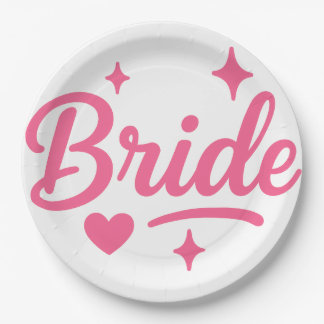 Bride Neon Pink  Paper Plate
