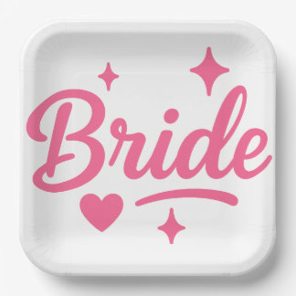 Bride Neon Pink  Paper Plate