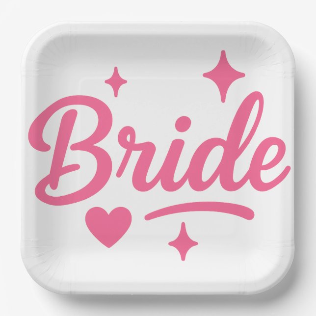 Bride Neon Pink  Paper Plate (Front)