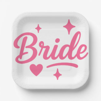 Bride Neon Pink Paper Plate
