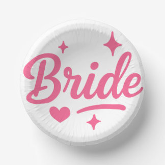 Bride Neon Pink Paper Plate